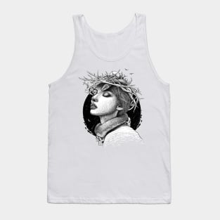 Dangerously Themed. Woman with snake, skulls and thorns. Tank Top